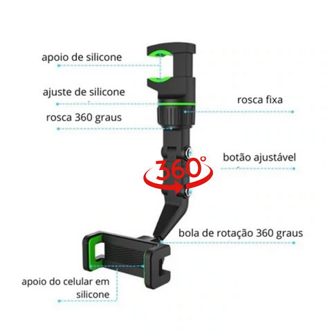 UltraTech 360º Pro - Ultra resistente, firme e não balança - Compatível com todos os modelos de carros e celulares